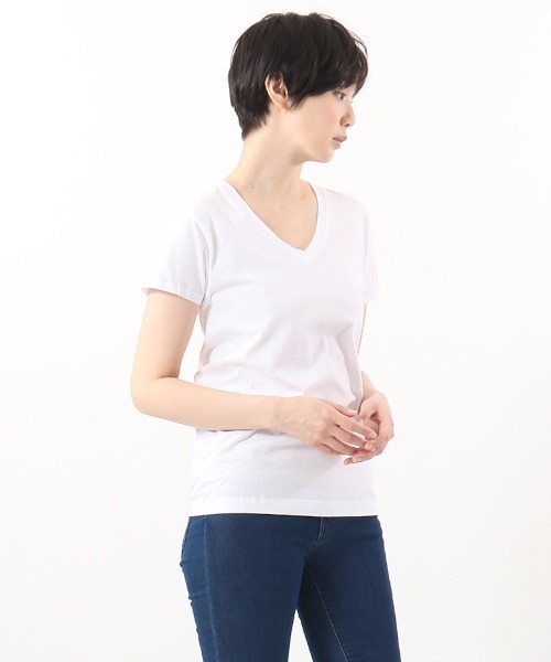 HANES(ヘインズ)の「【Hanes/ヘインズ】レディース ジャパンフィットフォーハー【2枚組】VネックTシャツ 5.3oz(Tシャツ/カットソー・レディース・ホワイト×ブルー/その他3・MEDIUM/LARGE)」の8枚目の写真