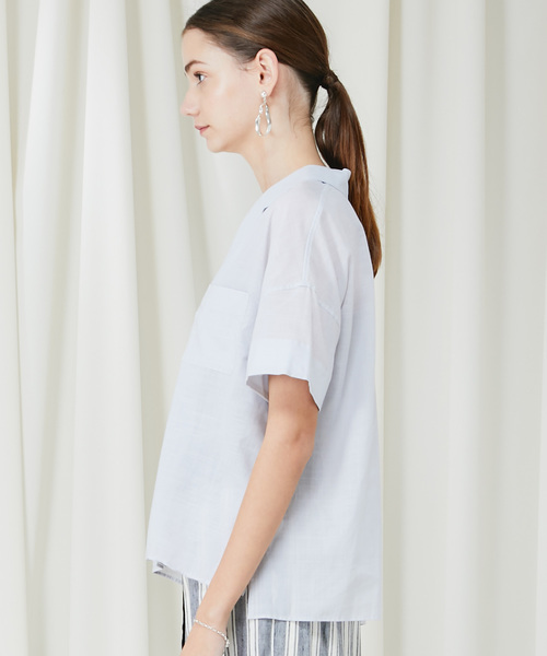 AP STUDIO◆22SS/ブラッシュスタンディングカラーシャツ/one/コットン/WHT/22050586600010 AP STUDIO 22SS Brushed Standing Collar Shirt One Cotton WHT