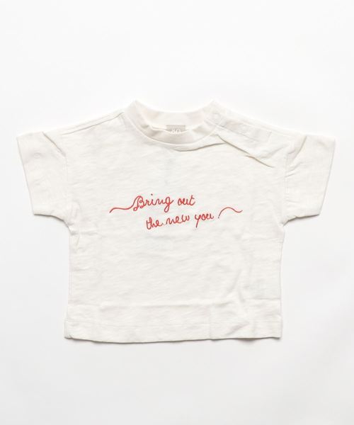 DILASH(ディラッシュ)の「ムラ糸天竺 刺繍Tシャツ(ワイド)(Tシャツ/カットソー・キッズ・ブラウン/オフホワイト/グレー・140/90/80/130/100/110/120)」の2枚目の写真