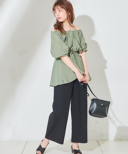 natural couture（ナチュラルクチュール）の「ウエストドロストとろみブラウス（シャツ/ブラウス・レディース・オフホワイト/カーキ/サックスブルー/ピンクベージュ・FREE）」の18枚目の写真