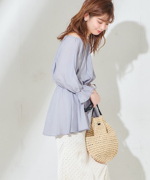 natural couture（ナチュラルクチュール）の「ウエストドロストとろみブラウス（シャツ/ブラウス・レディース・オフホワイト/カーキ/サックスブルー/ピンクベージュ・FREE）」の11枚目の写真