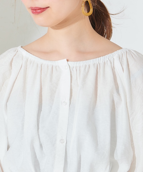 natural couture（ナチュラルクチュール）の「ウエストドロストとろみブラウス（シャツ/ブラウス・レディース・オフホワイト/カーキ/サックスブルー/ピンクベージュ・FREE）」の12枚目の写真