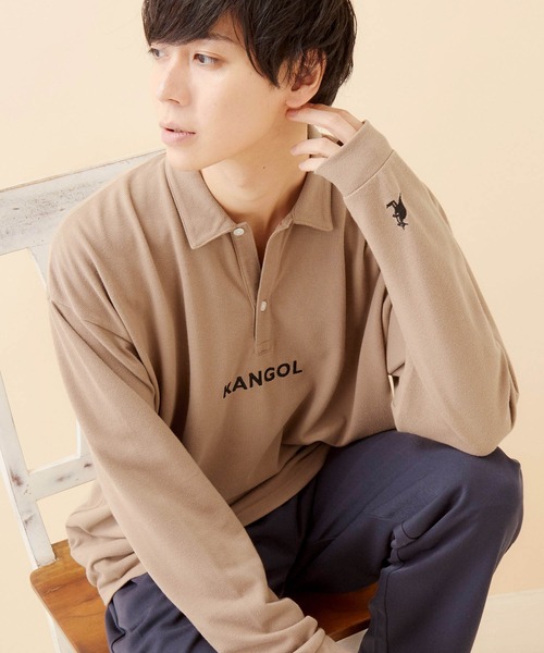 KANGOL（カンゴール）の「KANGOL/カンゴール 別注ロゴ刺繍 ビッグシルエットL/Sポロシャツ（ポロシャツ・メンズ・ブラック/ベージュ/オフホワイト/ボルドー・FREE）」の3枚目の写真