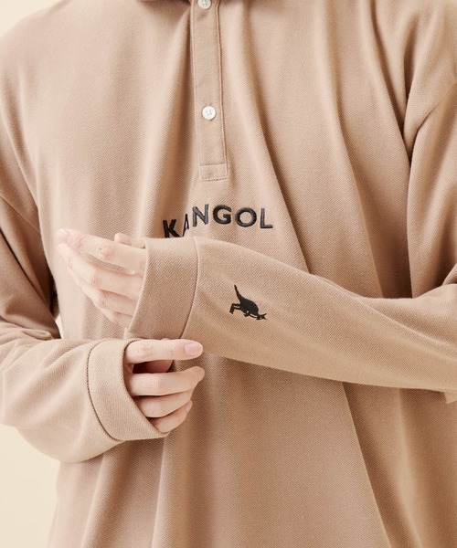 KANGOL（カンゴール）の「KANGOL/カンゴール 別注ロゴ刺繍 ビッグシルエットL/Sポロシャツ（ポロシャツ・メンズ・ブラック/ベージュ/オフホワイト/ボルドー・FREE）」の15枚目の写真