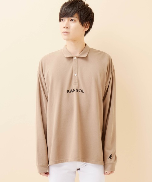 KANGOL（カンゴール）の「KANGOL/カンゴール 別注ロゴ刺繍 ビッグシルエットL/Sポロシャツ（ポロシャツ・メンズ・ブラック/ベージュ/オフホワイト/ボルドー・FREE）」の18枚目の写真