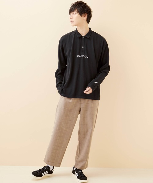 KANGOL（カンゴール）の「KANGOL/カンゴール 別注ロゴ刺繍 ビッグシルエットL/Sポロシャツ（ポロシャツ・メンズ・ブラック/ベージュ/オフホワイト/ボルドー・FREE）」の20枚目の写真
