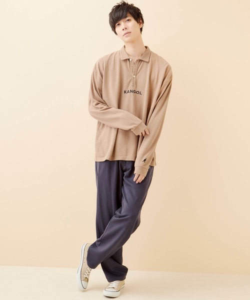 KANGOL（カンゴール）の「KANGOL/カンゴール 別注ロゴ刺繍 ビッグシルエットL/Sポロシャツ（ポロシャツ・メンズ・ブラック/ベージュ/オフホワイト/ボルドー・FREE）」の21枚目の写真
