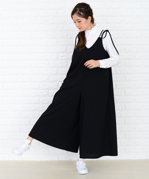 ✨レア✨M'S GRACY リボン付きサロペット　オールインワン　ワイドパンツ ✨レア✨M'S GRACY リボン付きサロペット オールインワン ワイド