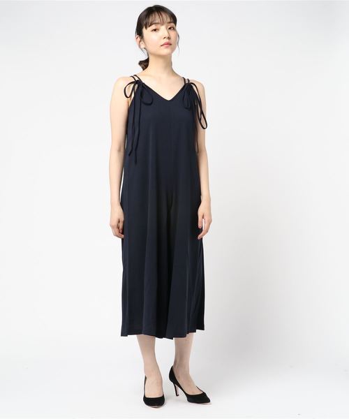 Lace Ladies(レースレディース)の「肩ひもリボン付き サロペットワイドパンツ オールインワン・パンツ(つなぎ/オールインワン・レディース・ブラック/ネイビー・S/M/L/XL)」の21枚目の写真
