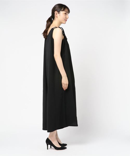 セール】肩ひもリボン付き サロペットワイドパンツ
