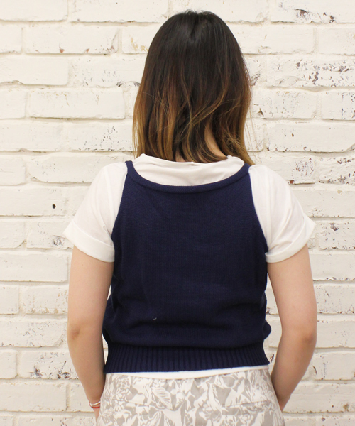 mystic（ミスティック）の「ニットベスト付きTシャツ（Tシャツ/カットソー・レディース・オフホワイト/サックスブルー/ネイビー・ﾌﾘ-）」の5枚目の写真