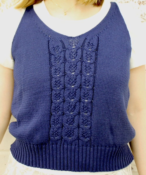 mystic（ミスティック）の「ニットベスト付きTシャツ（Tシャツ/カットソー・レディース・オフホワイト/サックスブルー/ネイビー・ﾌﾘ-）」の6枚目の写真