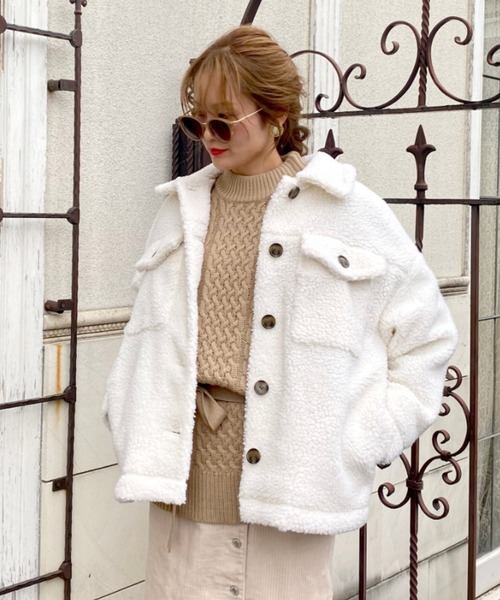 archives e'pice（アルシーヴエピス）の「《限定item》オーバーサイズcpoボアジャケット（その他アウター・レディース・ブラウン/アイボリー/グレー系その他・MEDIUM）」の3枚目の写真