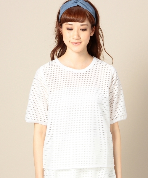 BEAUTY&YOUTH UNITED ARROWS（ビューティーアンドユースユナイテッドアローズ）の「BYSF メッシュレースパフスリーブ ◆（Tシャツ/カットソー・レディース・ホワイト/ブラック・フリー）」の5枚目の写真
