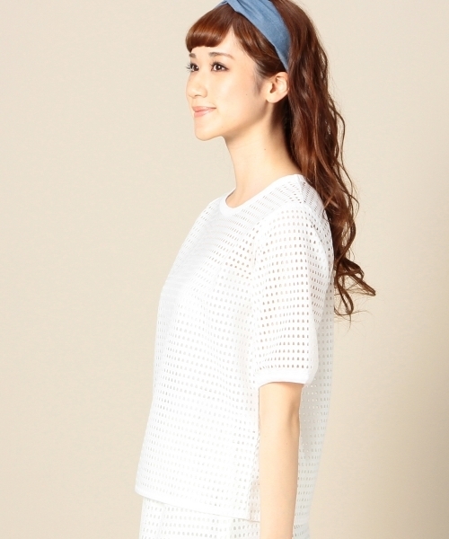 BEAUTY&YOUTH UNITED ARROWS（ビューティーアンドユースユナイテッドアローズ）の「BYSF メッシュレースパフスリーブ ◆（Tシャツ/カットソー・レディース・ホワイト/ブラック・フリー）」の6枚目の写真