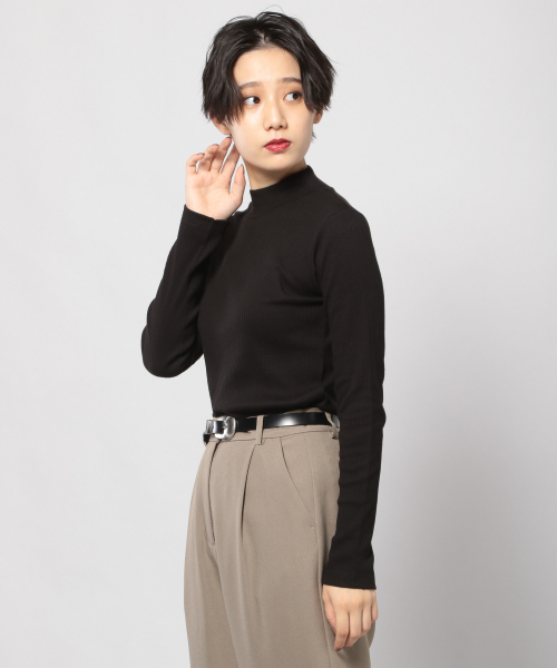 PAGEBOY(ページボーイ)の「リブハイネックロングスリーブ(Tシャツ/カットソー・レディース・ブラック/ダークブラウン/オフホワイト・FREE)」の3枚目の写真