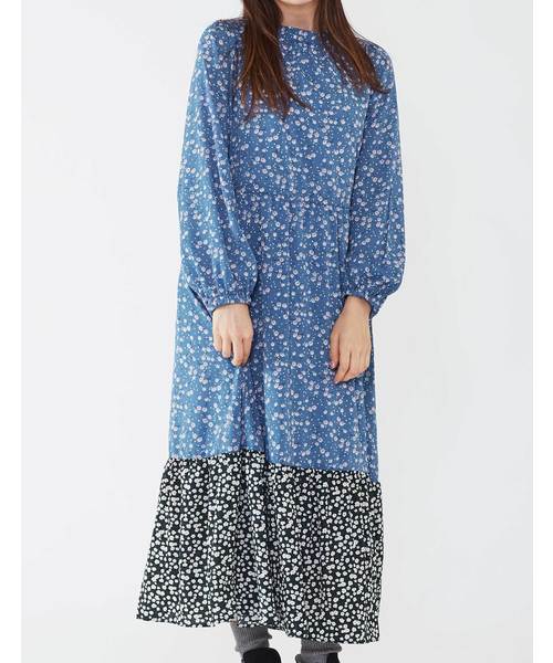 POU DOU DOU(プードゥドゥ)の「デシンフラワーパッチワークスワンピース(ワンピース・レディース・ベージュ/ネイビー/ブルー・3)」の21枚目の写真