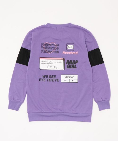 セール チュニック Girl アナップガール のファッション Anap 袖メッシュbackロゴチュニック チュニック Anap