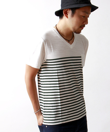 WEGO | WEGO/パネルボーダーVネックTシャツ(Tシャツ/カットソー)