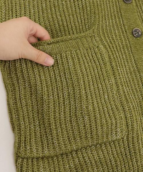 OSYAREVO（オシャレボ）の「ロング ニット カーディガン（カーディガン/ボレロ・レディース・カーキ/ブラック・LARGE/MEDIUM）」の5枚目の写真