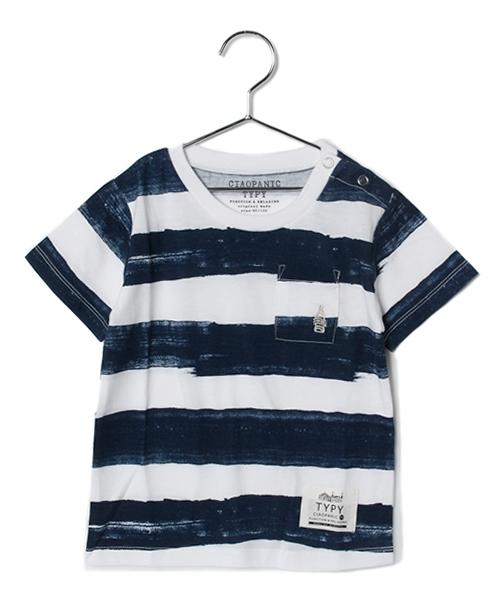 CIAOPANIC TYPY（チャオパニックティピー）の「KIDS ハンドボーダーポケットTee（Tシャツ/カットソー・キッズ・ホワイト/ネイビー・135/105/125/95/115）」の11枚目の写真