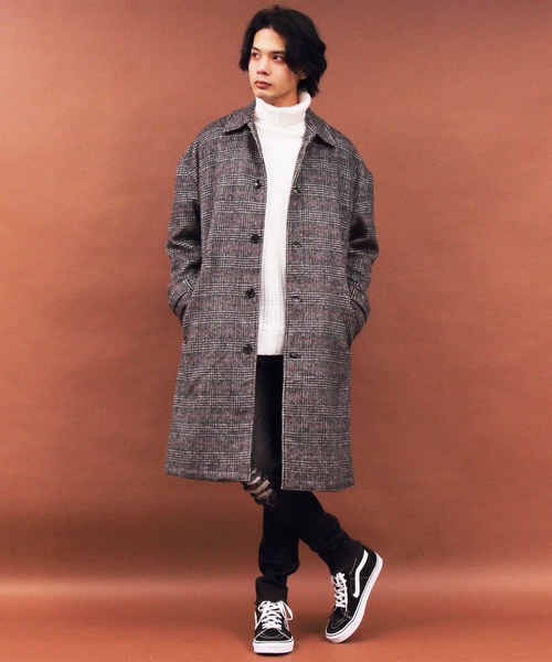 ８(eight)（エイト）の「グレンチェック ステンコート オーバーサイズ ビッグシルエット（ステンカラーコート・メンズ・ブラック/ブラウン/ブラック系その他/ブラウン系その他・MEDIUM/LARGE）」の5枚目の写真