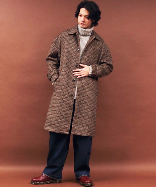 ８(eight)（エイト）の「グレンチェック ステンコート オーバーサイズ ビッグシルエット（ステンカラーコート・メンズ・ブラック/ブラウン/ブラック系その他/ブラウン系その他・MEDIUM/LARGE）」の12枚目の写真