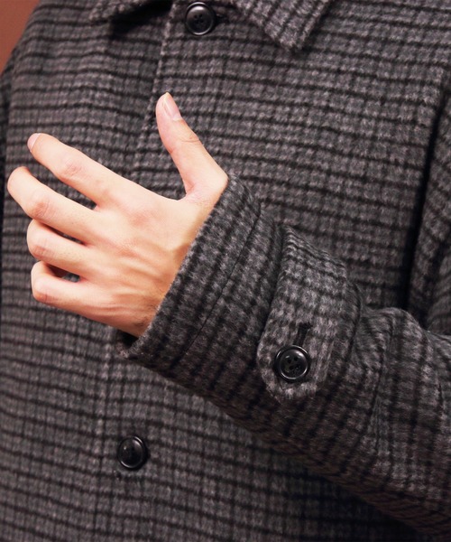 ８(eight)（エイト）の「グレンチェック ステンコート オーバーサイズ ビッグシルエット（ステンカラーコート・メンズ・ブラック/ブラウン/ブラック系その他/ブラウン系その他・MEDIUM/LARGE）」の18枚目の写真