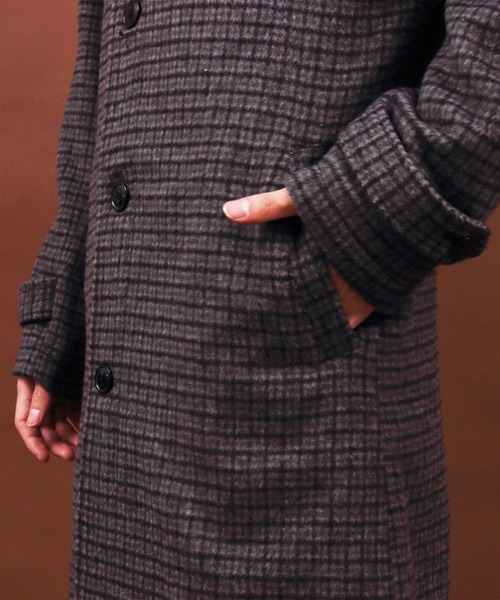 ８(eight)（エイト）の「グレンチェック ステンコート オーバーサイズ ビッグシルエット（ステンカラーコート・メンズ・ブラック/ブラウン/ブラック系その他/ブラウン系その他・MEDIUM/LARGE）」の19枚目の写真