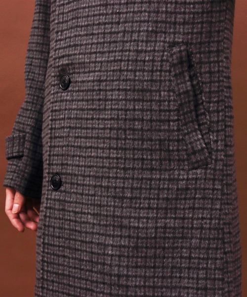 ８(eight)（エイト）の「グレンチェック ステンコート オーバーサイズ ビッグシルエット（ステンカラーコート・メンズ・ブラック/ブラウン/ブラック系その他/ブラウン系その他・MEDIUM/LARGE）」の20枚目の写真