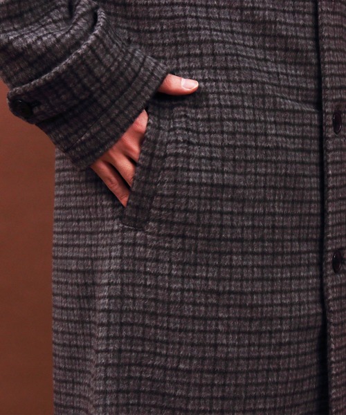 ８(eight)（エイト）の「グレンチェック ステンコート オーバーサイズ ビッグシルエット（ステンカラーコート・メンズ・ブラック/ブラウン/ブラック系その他/ブラウン系その他・MEDIUM/LARGE）」の21枚目の写真