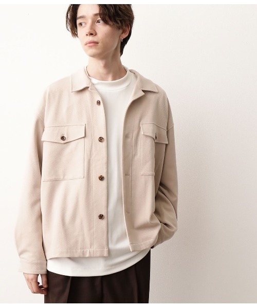 JUNRED（ジュンレッド）の「TRカルゼオープンカラーブルゾン（ブルゾン・メンズ・ブラック/ベージュ/サックスブルー・S/M/L）」の3枚目の写真