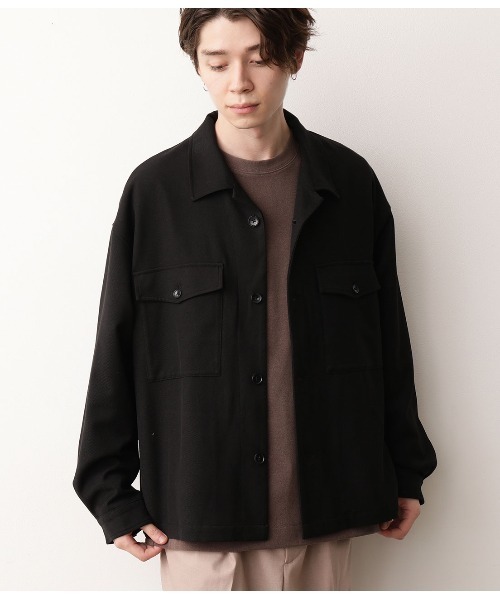 JUNRED（ジュンレッド）の「TRカルゼオープンカラーブルゾン（ブルゾン・メンズ・ブラック/ベージュ/サックスブルー・S/M/L）」の2枚目の写真