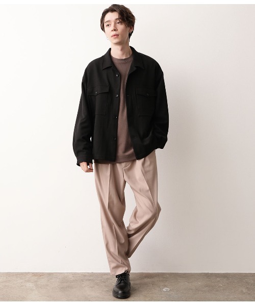 JUNRED（ジュンレッド）の「TRカルゼオープンカラーブルゾン（ブルゾン・メンズ・ブラック/ベージュ/サックスブルー・S/M/L）」の4枚目の写真