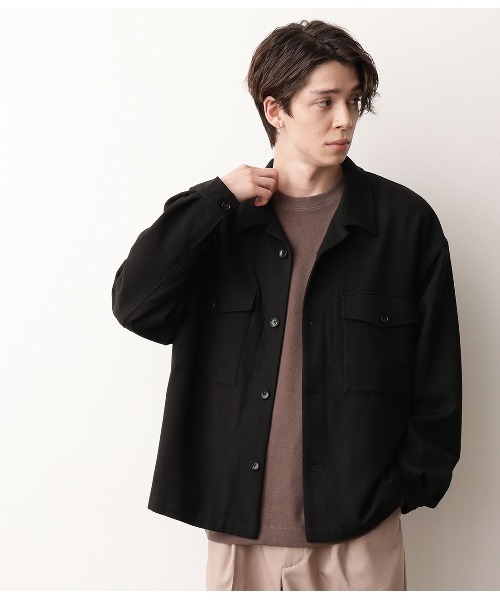 JUNRED（ジュンレッド）の「TRカルゼオープンカラーブルゾン（ブルゾン・メンズ・ブラック/ベージュ/サックスブルー・S/M/L）」の6枚目の写真