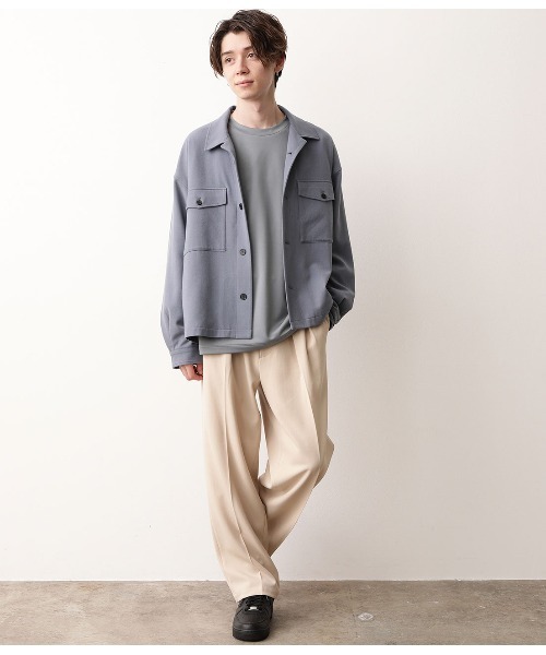 JUNRED（ジュンレッド）の「TRカルゼオープンカラーブルゾン（ブルゾン・メンズ・ブラック/ベージュ/サックスブルー・S/M/L）」の9枚目の写真