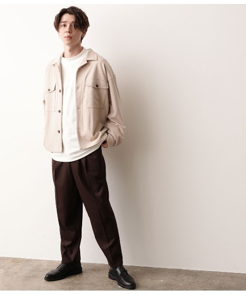 JUNRED（ジュンレッド）の「TRカルゼオープンカラーブルゾン（ブルゾン・メンズ・ブラック/ベージュ/サックスブルー・S/M/L）」の13枚目の写真