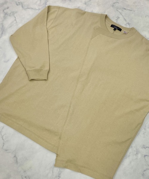 Beno(ビーノ)の「USAコットン ヘビー天竺 / アシンメトリー リメイク ビッグシルエット ロンT(Tシャツ/カットソー・メンズ・ブラック/ベージュ/オフホワイト/カーキ・M/L)」の8枚目の写真