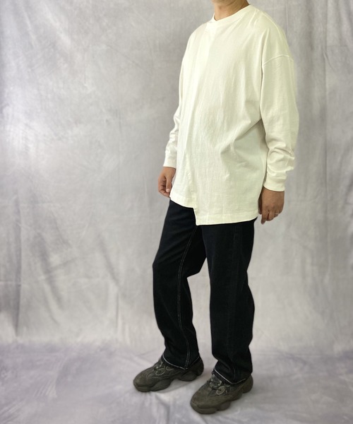 Beno(ビーノ)の「USAコットン ヘビー天竺 / アシンメトリー リメイク ビッグシルエット ロンT(Tシャツ/カットソー・メンズ・ブラック/ベージュ/オフホワイト/カーキ・M/L)」の10枚目の写真