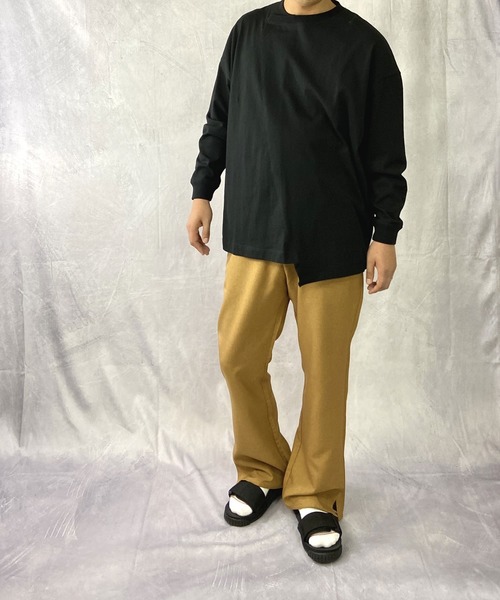 Beno(ビーノ)の「USAコットン ヘビー天竺 / アシンメトリー リメイク ビッグシルエット ロンT(Tシャツ/カットソー・メンズ・ブラック/ベージュ/オフホワイト/カーキ・M/L)」の14枚目の写真