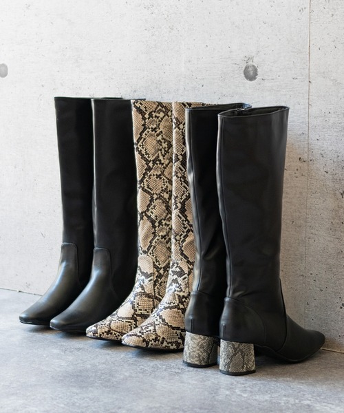 menue（メヌエ）の「スクエアトゥ ロングブーツ 7cmヒールver.（ブーツ・レディース・ブラック/パイソン/ブラック系その他・XS/S/M/L/LL/3L）」の9枚目の写真