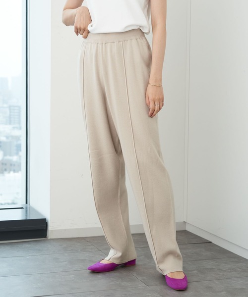 AMERICAN HOLIC（アメリカンホリック）の「センタータックニットパンツ　＊〇（その他パンツ・レディース・モカ/ブラック/グレイッシュベージュ・M/L）」の3枚目の写真