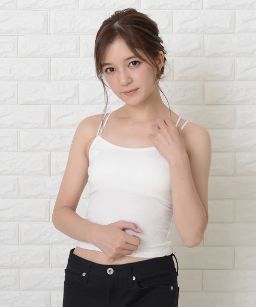 Lace Ladies(レースレディース)の「ノンワイヤーカップ付きバックレスシンプルキャミソール(キャミソール・レディース・ブラック/ブラウン/レッド/ホワイト・FREE)」の2枚目の写真