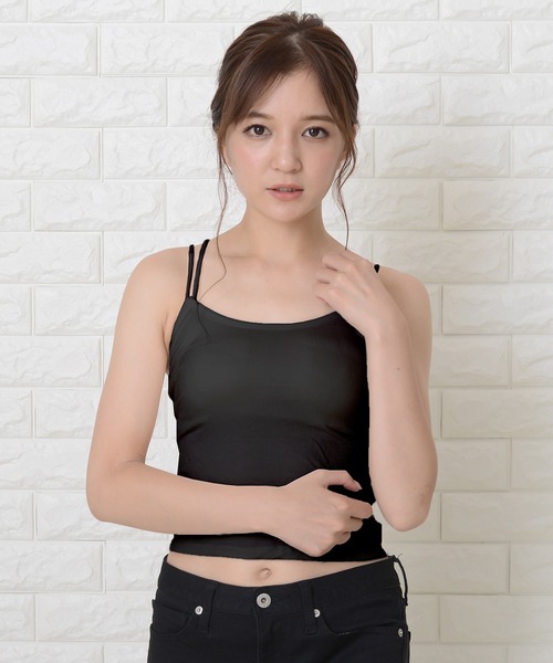 Lace Ladies(レースレディース)の「ノンワイヤーカップ付きバックレスシンプルキャミソール(キャミソール・レディース・ブラック/ブラウン/レッド/ホワイト・FREE)」の3枚目の写真