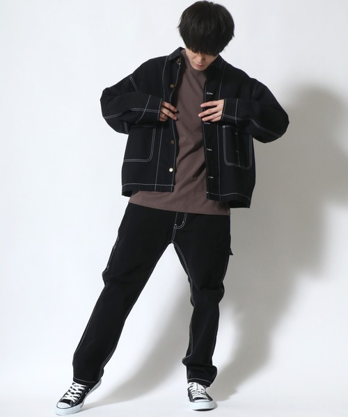 SITRY（シトリー）の「ルーズテーパード ペインターパンツ/スケーターパンツ（デニムパンツ・メンズ・ブラック/ブラウン/ライトインディゴブルー/ストライプ/ワンウォッシュ/アイボリー・M/L）」の12枚目の写真