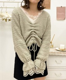 apres jour | 袖フリル透かしニット【ZOZOTOWN限定アイテム】(ニット/セーター)