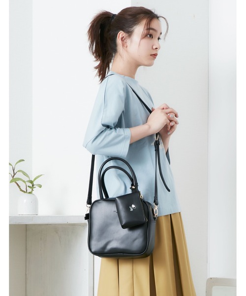 POU DOU DOU（プードゥドゥ）の「チャームポーチ付きトートバッグ（トートバッグ・レディース・ブラック/グレー系その他・8）」の14枚目の写真