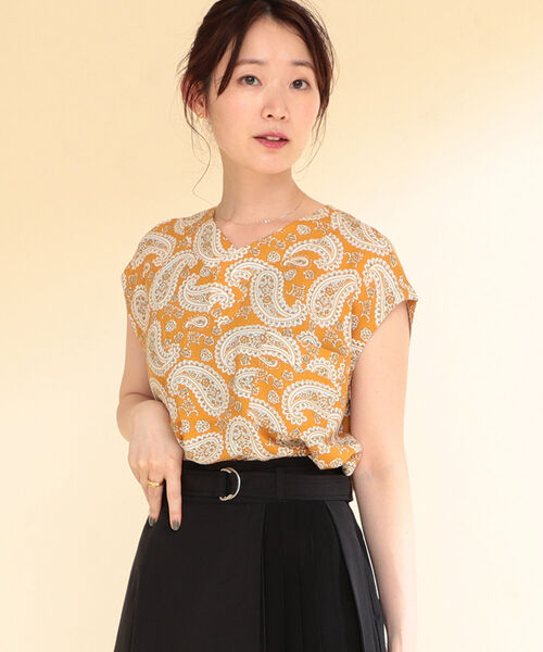 Ray BEAMS（レイビームス）の「TOWN CRAFT × Ray BEAMS / 別注 ペイズリー チュニック（シャツ/ブラウス・レディース・ブラック/イエロー・ONE SIZE）」の6枚目の写真