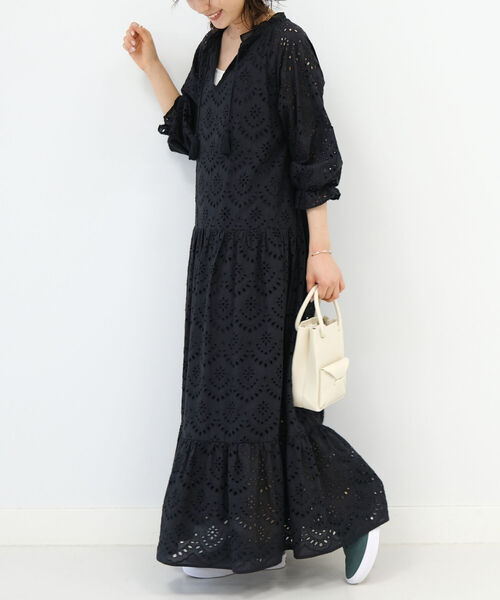 B:MING by BEAMS（ビーミングバイビームス）の「B:MING by BEAMS / カットワーク 刺繍 ワンピース 21SS（ワンピース・レディース・ブラック/ホワイト・SMALL/MEDIUM）」の8枚目の写真