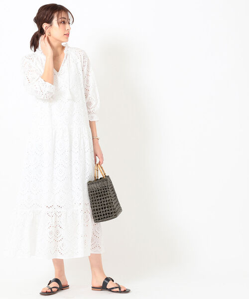 B:MING by BEAMS（ビーミングバイビームス）の「B:MING by BEAMS / カットワーク 刺繍 ワンピース 21SS（ワンピース・レディース・ブラック/ホワイト・SMALL/MEDIUM）」の4枚目の写真